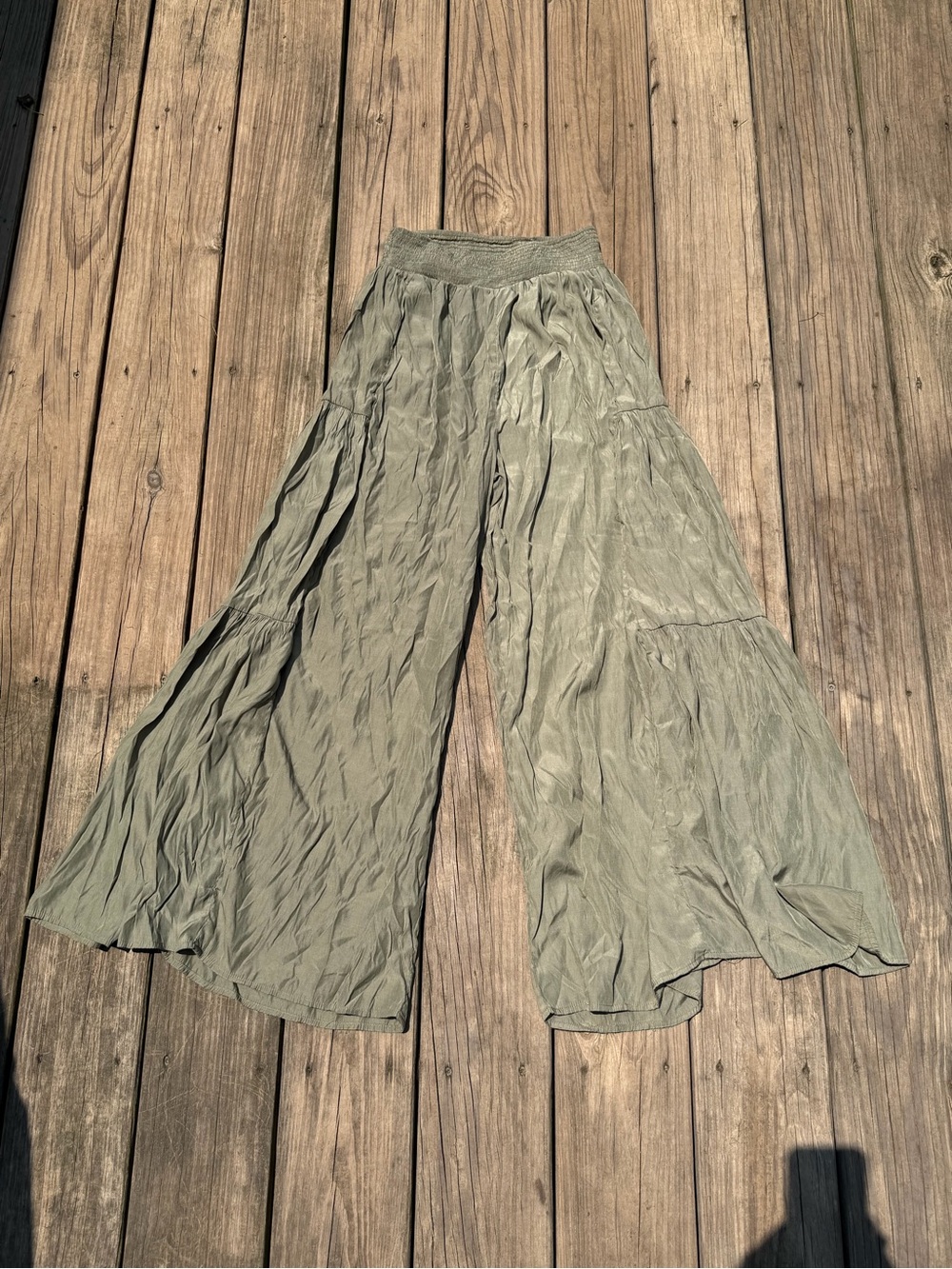 Olive Wide-Leg Boho Pants